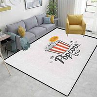 YucouHome Movie Theater Paisley Door Mats Outdoor, Sketch Design Cinema Snack US Fast Food Pop Corn Art, Fashionable High Class Living Bedroom Rugs(2.5'x 9') Charcoal Grey Vermilion Marigold
