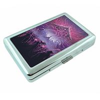 Purple Sorceress Magic Battle Em1 Hip Silver Cigarette Case Id Holder Metal Wallet 4" X 2.75" RFID Protection