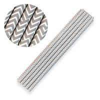 12 PC Silver Grey Chevron Pattern Cake Pop Party Straws - Custom Cakepop Sticks from Bakell