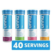 Nuun Sport: Electrolyte Tablets, Effervescent Hydration Supplement, Citrus Berry Mixed Flavor Pack, Box of 4 Tubes (40 servings), Sports Drink for Replenishment of Essential Electrolytes