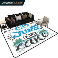 Bigdatastore Cabin Decor Vegetables Area Rug Boys Room, Vintage Typography Inspiration Quote Lake Sign Canoe Fishing Sports Theme, Easy Maintenance Area Rug Living Room Bedroom Carpet(4'x 6')