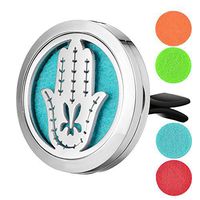 Garden Charms Hollow Out Hamsa Hand Aromatherapy Essential Oils Diffuser Locket Magnet with Felt Pads (A)