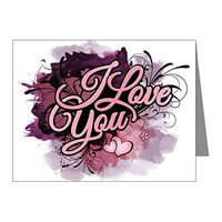 Note Card I Love You Purple Floral Grunge