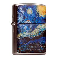 Mother of Pearl Handmade Starry Night by Van Gogh Painting Design Flip Top Windproof Metal Chrome Pocket Oil Cigarette Tobacco Smoking Camping Lighter