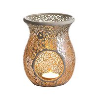 4.5X5.5 Inch Mosaic Glass Oil Burner, Fragrance Oil Burner,Tealights Wax Melt Holder for Gifts & Home Decoration (Ivory)