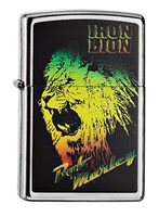 Zippo Bob Marley Iron Lion Pocket Lighter, Street Chrome