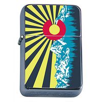 Perfection In Style Silver Flip Top Oil Lighter Colorado Flag Design 007