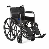 Medline Easy-to-Clean and Durable Wheelchair with Full-Length Arms and Elevating Leg Rests for Extra Comfort, 18” Seat