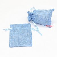 MW 25PCS 4" x 6" Burlap Bag with Satin Drawstring - Gift Bag for Wedding Party and DIY Craft (Blue)