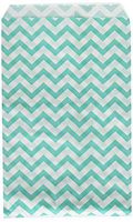 200 pcs Turquoise Chevron Paper Gift Bags Shopping Sales Tote Bags 6" x 9" Zig Zag Design-Caddy Bay Collection