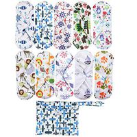 PurRoyyale 10 Pcs + 1 Wet Bag Charcoal Bamboo Reusable Sanitary Pad and Panty Liner, Washable Menstrual Pad, Mama Cloth, Water Proof Wet Bag, Soft and Comfortable, Absorbent, Cloth Menstrual Pad, Eco