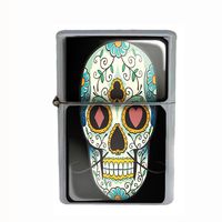 Wind Proof Dual Torch Refillable Lighter Skull Design-016