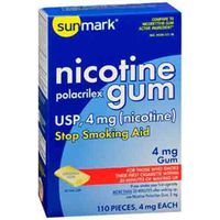SunMark Nicotine Polacrilex Gum - 110 pieces, 4 MG - MINT Favor - Stop Smoking Aid
