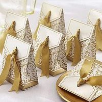 NX Garden Golden Candy Boxes 20PCS Gift Boxes Candy Bag Cake Box with Ribbons for Wedding Birthday Party