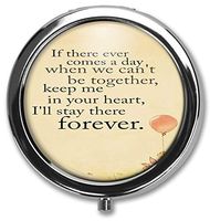 Forever Custom Round Silver Pill Box Pocket 2.1 inches Medicine Tablet Holder Organizer Case for Purse