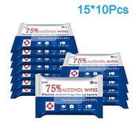Tephea Alcohol Disinfectant Wipes, 75% Alcohol Cleaning Wet Wipes(10 Wipe Pieces/Pack) for Family All Daily Protection（15Pack，150Pieces）