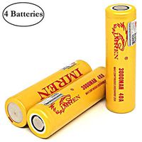 M&A BD 4 Units of Gold Series-IMREN, 3000mAh, 20A, Rechargeable, Replacement for 18650-Battery, Flat Top, for LED Flashlight with Free Storage Cases