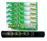 Herb Airtight Tube Pocket Protector with Juicy Jay's Green Trips 1.25 Flavored Hemp Rolling Papers 5 Count DC Crafts Nation- Happy Face