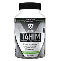 VIZINX T4HIM 30 Capsules, Male Testosterone Booster with 100 MG DHEA, Tribulus, Tongkat Ali and Complete Prostate Complex.