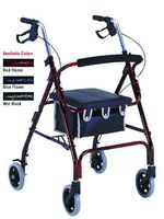 Flame Finish Aluminum Rollator With Loop Brakes Burgundy/Black Flame Finish