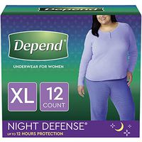 Depend Night Defense Incontinence Overnight Underwear for Women, XL, 12Count, Packaging May Vary