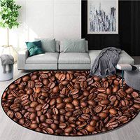 RUGSMAT Chocolate Machine Washable Round Bath Mat,Roasted Coffee Grains Home Decor Area Rug Diameter-47