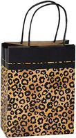 Black & Kraft Safari Leopard Print Medium Paper Shopper Gift Bag - Quantity of 5