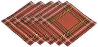 X&O Paper Goods Red and Gold Plaid Beverage and Cocktail Napkins, 20pc, 5.5'' W x 5.5'' L