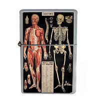 Wind Proof Dual Torch Refillable Lighter Vintage Poster D-041 L'Anatomie Human Body Skeleton