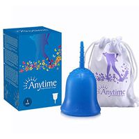Fullfun Reusable Silicone Menstrual Cup - Tampon and Pad Alternative - Feminine Hygiene Protection (Blue, S)
