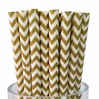 Free DHL 500 pcs Metallic Gold Chevron Paper Straws Bulk, Gold and White Zig Zag Paper Drinking Straws for Holiday Party, Wedding, Baby Shower, Birthday, Christmas Mason Jar Straws