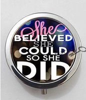 BlackKey She Believed She Could So She Did 3-Compartment Decorative Pocket Gift Box Case Organizer for Pill, Color 1 -82