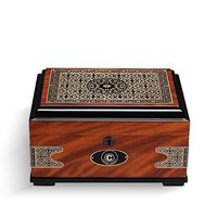 ZLSANVD Desktop Cigar Humidor Tempered Glasstop Front Mounted Hygrometer and Humidifier, Cedar Lined Storage Box Spanish Cedar Tray Divider, Holds 50 Cigars