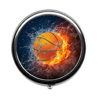 Qien BaiSei Burning Football Pill Box/Pill Case-Round Pill Box/Case- Three-Compartment Pill Box/Pill Case
