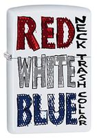 Zippo Lighter: Red Neck, White Trash, Blue Collar - White Matte 79980