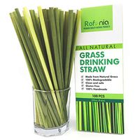 Refonia All Natural Compostable Grass Drinking Straws for Cocktail and Bars - 7.75 inch - 100 count - Biodegradable, Gluten/BPA Free, Disposable - Alternative to Paper and wheat/hay straws