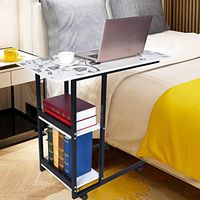 Mijaution Overbed Table - Movable Bedside Table Computer Desk Sofa Table with Wheels - Medical Or Household Table (White, 31.5"x15.8"x29.6"(80cmx40cmx75cm))