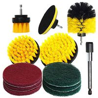 Mikilon SET/12Piece Drill Brush & Scrub Pads, Power Drill Scrub Brush Attachments with Drill bit Extender for Grout, Tiles, Sinks, Bathtub, Bathroom, Shower & Kitchen Surface (12 Pcs Kit)