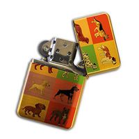Gold Flip Top Refillable Windproof Lighter - Dalmation Doberman Pitbull Poodle Pop Art Lighter Gold
