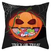 Bosji (17.72" x 17.72") Pillow Covers,Halloween Decoration Pumpkin Ghost Scary Throw Pillowcase Bedroom Decor Cloth Printed Zipper Sofa Pillow Case
