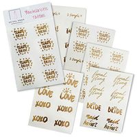 Bachelorette Party Tattoos- Mixed Set of 40 Gold Metallic Flash Tattoos- Team Bride Edition