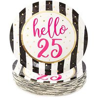 Sparkle and Bash Hello 25 Birthday Paper Party Plates (48 Pack, 9 in.)