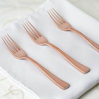 Tableclothsfactory 108 Pcs Wholesale Rose Gold Metallic Disposable Plastic Fork for Wedding Party Banquet Events Candy Buffets Dinnerware