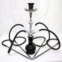 BLACK 4-Hose Hookah Shisha Pipe NIGHT SQUAD Sheesha Nargila w/ Four Hooka Hoses