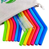 Reusable Straws 6Pcs 10" Silicone Smoothies Straws+ 6Pcs 10" Medium Silicone Straws Extra Long for 30&20OZ Yeti/Ozark/Rtic Tumblers+4 Brushes+ 1 Storage Pouch