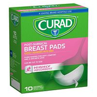 Curad Post Surgical Absorbent Breast Pads with Adhesive, 10 Count