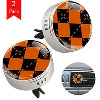 Lattice Art Black Orange Car Aromatherapy Essential Oil Diffuser Crystal Glass Air Freshener Vent Clip Locket with 4 Refill Pads Silver metal Car Diffuser for Aromatherapy 34mm