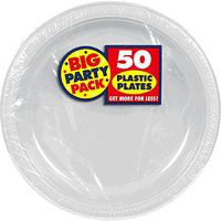 amscan Silver Plastic Plates Big Party Pack, 6 Pks.