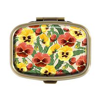 Top A Flowers Custom Personalized Square Pill Box Decorative Box Vitamin Container Pocket Or Wallet (Flowers-10)