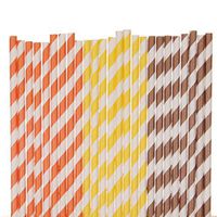 Orange, Brown and Yellow Paper Straw Mix - Striped (75)